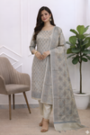 Stylish Banarasi Cotton Silk Dress Material for Women With Beige Grey