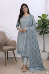 Elegant Banarasi Soft Cotton Silk Suit Collection Online with Ash Blue Color