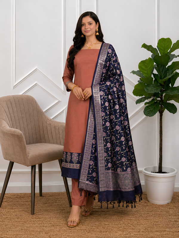 Classy Banarasi Semi Silk 3 Pcs Suit Perfect for Special Occasions