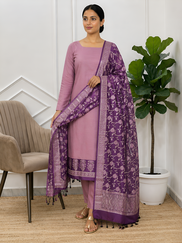 Luxury Soft Semi Silk Banarasi 3 Pcs Suit with Rich Color