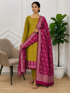Exclusive Banarasi Soft Semi Silk 3 Pcs With Contrast Rani Color