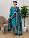 Elegant Banarasi Soft Semi Silk 3 Pcs Suit for Festive & Wedding Wear WIth Peacock Color