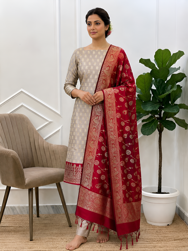 Classic Banarasi Jacquard Silk 3 Pcs Suit Set for Women