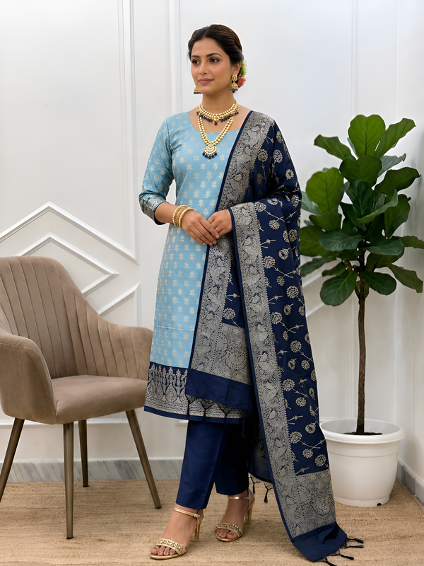 Royal Banarasi Soft Silk 3 Pcs Suit for Festive & Wedding Wear