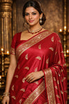 Pure Banarasi Satan Silk Saree With Maroon Color
