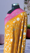 Mustard Banarasi Katan Silk Saree With Beautiful Contrast Border & Pallu