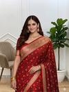 Maroon Banarasi Brocade Silk Saree For All Party Wear