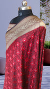 Maroon Banarasi Brocade Silk Saree For All Party Wear
