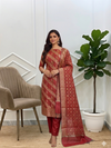 Banarasi Soft Cotton Silk Suit With All Over Meena & beautiful Maroon Color