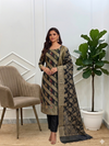 Very Beautiful Black Color Banarasi Cotton Silk 3 Pcs Suit With All Over Meena