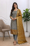 Best Banarasi Soft Cotton Silk 3 Pcs Suits With Contrast Pallu Mehendi Color