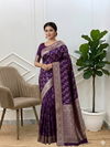 Banarasi Katan Soft Silk Saree With Beautiful Mazanta  Color