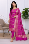 Crafted for Queens, Inspired Rani Color Banarasi Soft Semi Silk 3 Pcs Suit