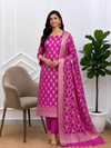 Traditional Maharani Style Banarasi Katan 3 Pcs Suit With Rani Color