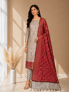 Traditional Banarasi Cotton Silk 3 Piece Suit With Contrast Pallu Maroon Color