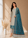 Elegant Banarasi Cotton Silk 3 Pcs Suits with Contrast Pallu Peacock Color