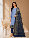 Beautiful Contrast Blue Color Semi Silk 3 Pcs