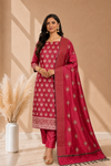 Authentic Banarasi Cotton Silk 3 Piece Suit With Meena Dard Red Color
