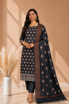 Midnight Black Banarasi Cotton Silk 3 Piece Suit with Meena
