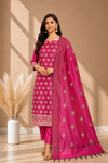 Graceful Rani Color Banarasi Cotton Silk 3 Pcs Suit with Rich Meena