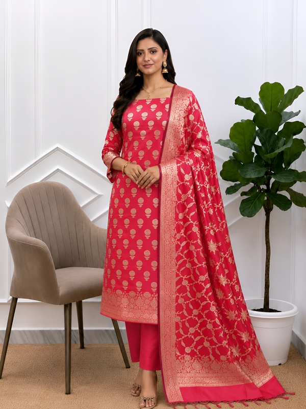 Royal Banaras Authentic Zari-Woven Silk 3 pcs Suit with Dupatta