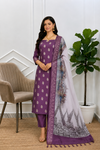 Wine Color Banarasi Soft Cotton Silk 3 Pcs Suit With Namo Ghat Printed Pallu