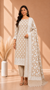 Premium Quality Banarasi Linen 3 Pcs Suit With Almond Beige Color
