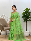 Banarasi Printed Silk Saree With Light Green Color