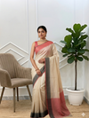Banarasi Cotton Kota Silk Saree With Cream Color