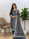 Beautiful Black Banaarasi Semi Soft Silk Suit With Meena
