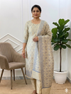 Banarasi Soft Cotton Silk Suits Latest Designs With Cream Color