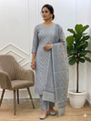 Very Light Grey Color Banarasi Soft Cotton Silk 3 Pcs Suit