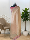 Banarasi Cotton Check Silk Saree With Contrast Border & Pallu