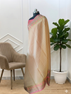 Banarasi Cotton Check Silk Saree With Contrast Border & Pallu