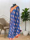 Banarasi Semi Stripe Zari Silk Saree With Beautiful paisley Design
