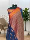 Banarasi Semi Stripe Zari Silk Saree With Beautiful paisley Design