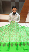 Banarasi Printed Silk Saree With Light Green Color