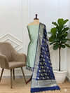 Banarasi Soft Semi Silk Suit With Contrast Color