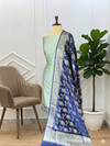 Banarasi Soft Semi Silk Suit With Contrast Color