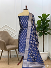 Royal Blue Color Banarasi Semi Soft Silk Suit