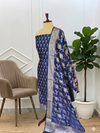 Royal Blue Color Banarasi Semi Soft Silk Suit
