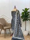 Beautiful Black Banaarasi Semi Soft Silk Suit With Meena