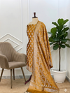 Very Beautiful Mustard Color Banarasi Semi Soft Silk Suit  With Meena