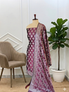 Banarasi Soft Semi Silk Suit With All Over Meena
