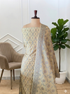 Banarasi Soft Cotton Silk Suits Latest Designs With Cream Color