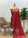 Red Color Banarasi Soft Cotton Silk 3 Pcs Suit