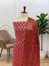 Red Color Banarasi Soft Cotton Silk 3 Pcs Suit