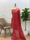 Red Color Banarasi Soft Cotton Silk 3 Pcs Suit