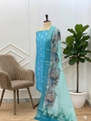 Firozi Color Soft Cotton Silk 3 Pcs Suit With Banaras Namo Ghat Printed Dupatta