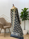 Very Beautiful Black Color Banarasi Cotton Silk 3 Pcs Suit With All Over Meena
